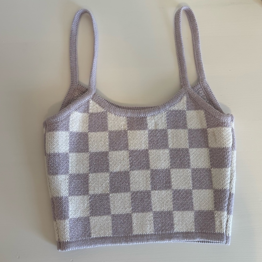 Aeropostale Lavender Checkered Crop Sweater Cami - Picture 8 of 10